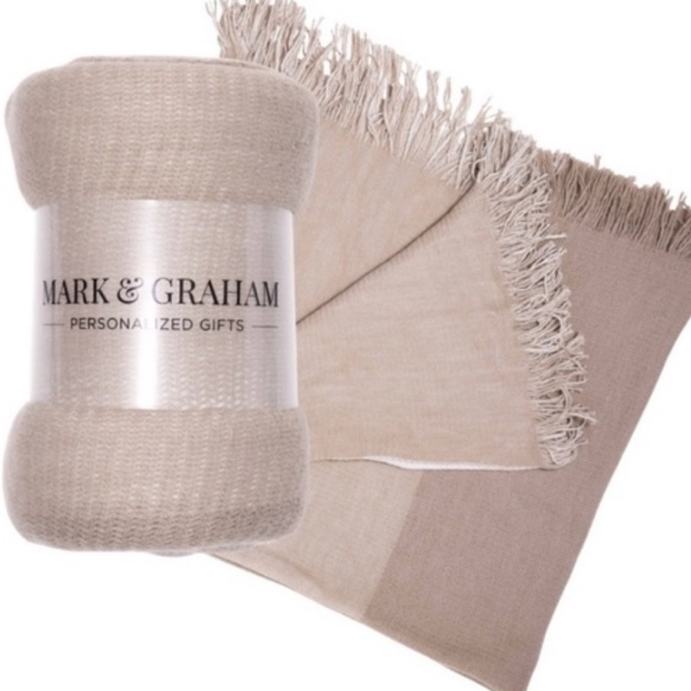 Mark & Graham colorblock throw in “natural/ivory”
